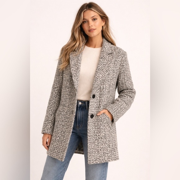 Abercrombie & Fitch Jackets & Blazers - Abercrombie & Fitch Wool Blend Boucle Coat Black White Textured Jacket Medium